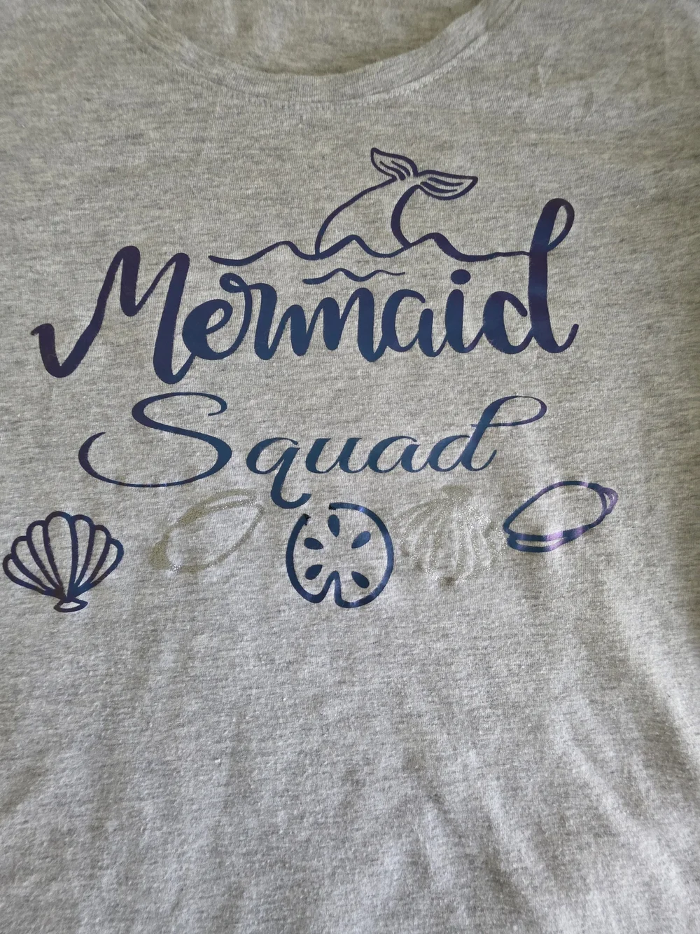 No Boundaries Light Gray Mermaid Squad Graphic Tee - Blue Print